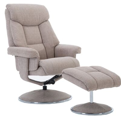 Biarritz Soft Fabric Swivel Recliner Chair & Matching Footstool In Lisbon Wheat