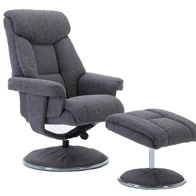 Biarritz Soft Fabric Swivel Recliner Chair & Matching Footstool In Lisbon Grey