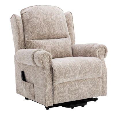 Winchester Dual Motor Riser Recliner Mobility Chair in Cream Brushstroke Fabric