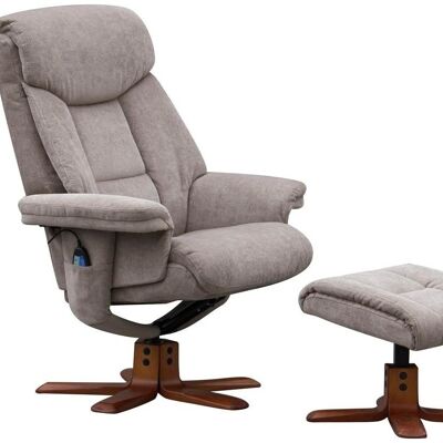 Exmouth Fabric Swivel Recliner Massage Chair & Footstool in Mink