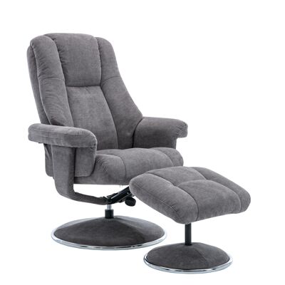 The Denver Swivel Recliner Chair & Footstool - Fabric - Ash