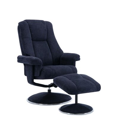The Denver Swivel Recliner Chair & Footstool - Fabric - Midnight Blue