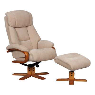 The Nice - Elegant Fabric Swivel Recliner Chair And Matching Footstool In Dune