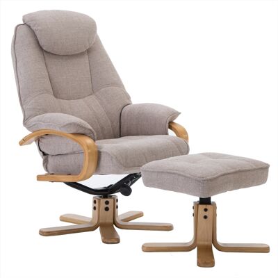 Pisa Swivel Recliner Chair & Matching Footstool In Wheat Lisbon Fabric