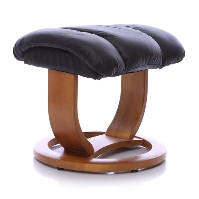 The Saigon Footstool Only - Genuine Leather In Black With Cherry Base