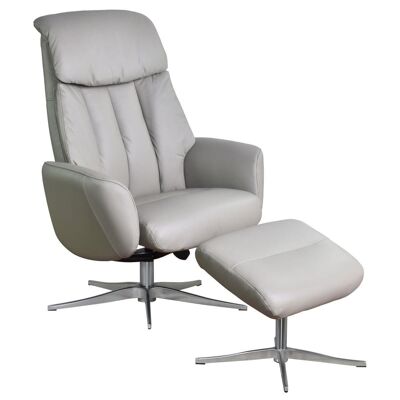 The Indiana Swivel Recliner Chair in Husky Genuine Leather and Aluminium base.