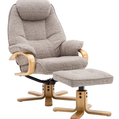 The Pisa Swivel Recliner Chair & Matching Footstool In Lisbon Mocha Fabric