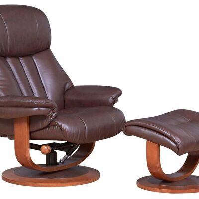 Hereford Genuine Leather Saddle Brown Swivel Reclining Chair Matching Footstool
