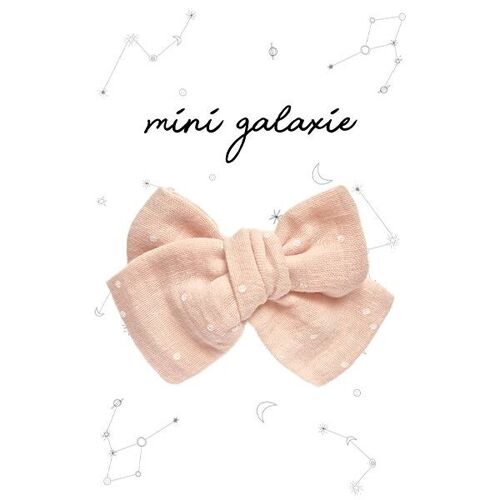 Barrette super maxi noeud -  gaze coton à pois rose tendre