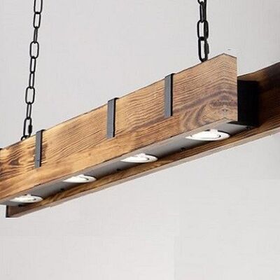 Suspended Wood Beam Light With 4x Spot Lights / LSWB4
