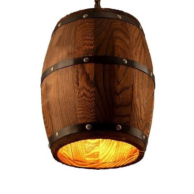 Lámpara colgante de barril de madera, luces de estilo industrial / LWB1
