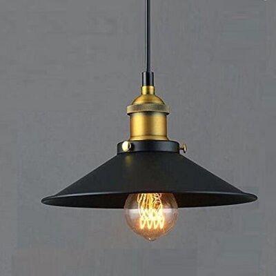 Lampe vintage en métal noir, suspension industrielle / LMR-2