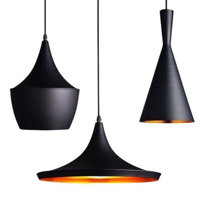 Lámpara colgante moderna de metal negro, lámpara de techo / LM3-B