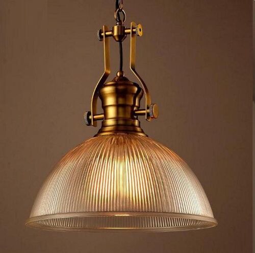 Decorative Golden Brass Metal Glass Pendant Light / LMG-3
