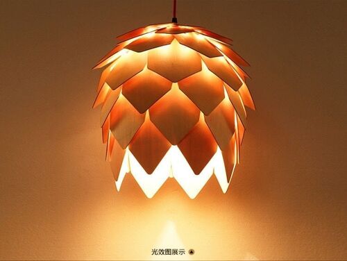 Wood Pendant Light, Pinecone Shape Modern Light / LWP1
