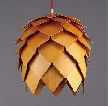 Suspension en bois, lumière moderne en forme de pomme de pin / LWP1 4