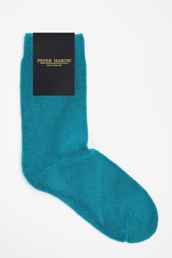 Chaussettes de lit pour hommes à revers côtelé - Aqua 2