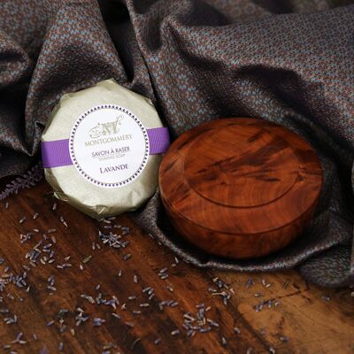 Lavender shaving soap - Precious wood bowl, cedar root