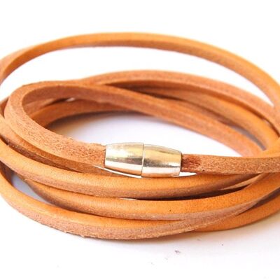 Men's bracelet natural leather cord with magnetic clasp