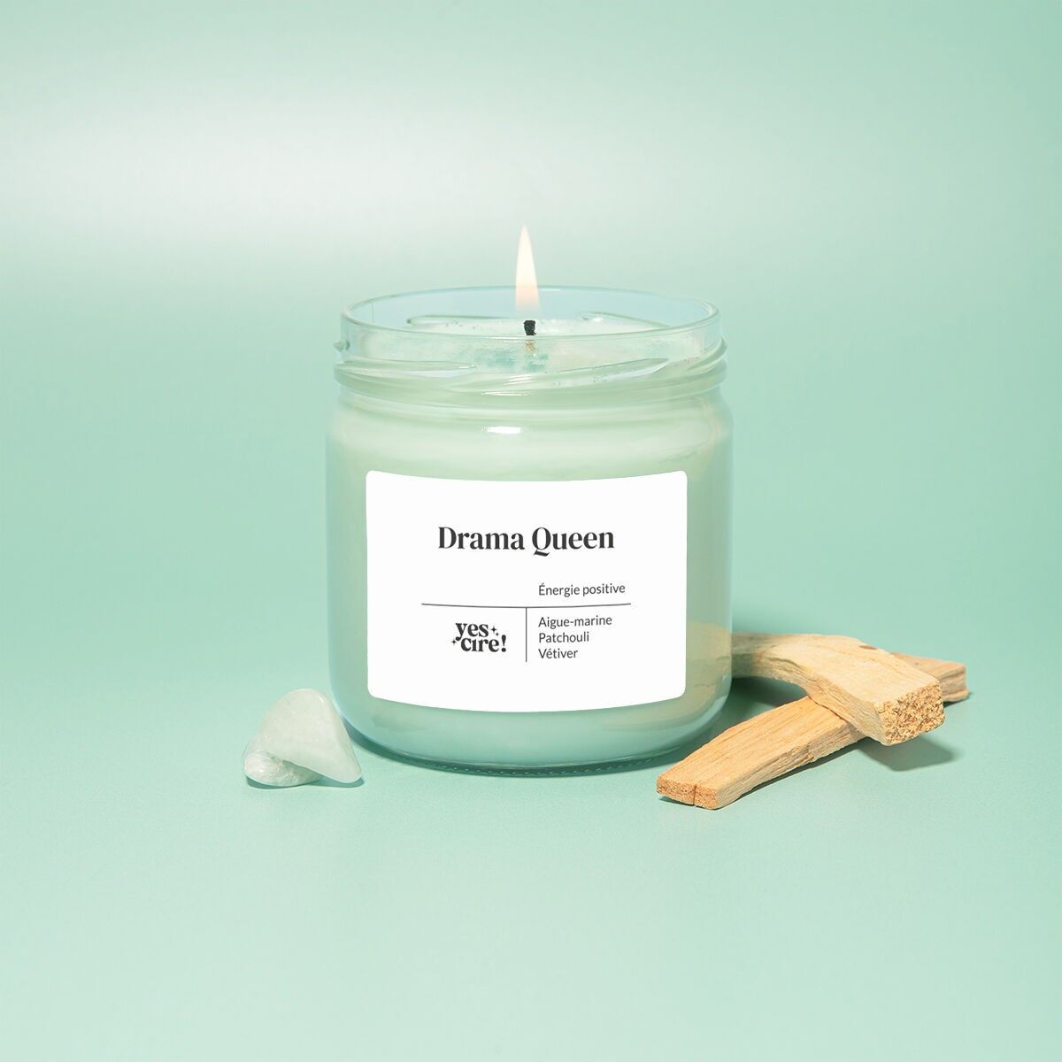 Drama-Königin | Aquamarinkerze "Positive Energie"
