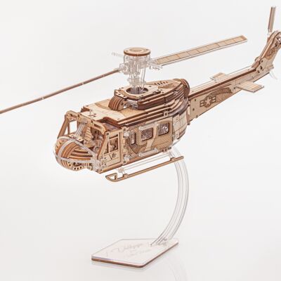 Modelli in pizzo fai-da-te, kit di costruzione 3D elicottero (35,8x5,5x9,9 cm) con standard per elicottero, AKV-11,