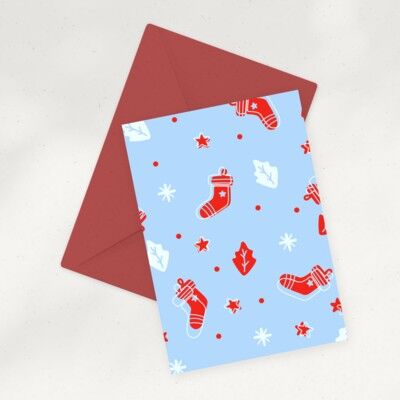 Eco Greeting Card — Christmas Socks Pattern