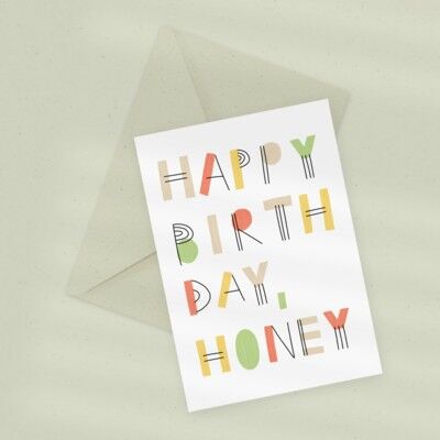 Tarjeta de felicitación ecológica — Cumpleaños de Honey