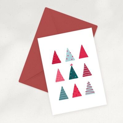 Eökke – Öko-Grußkarte – Dreieckige Weihnachtsbäume