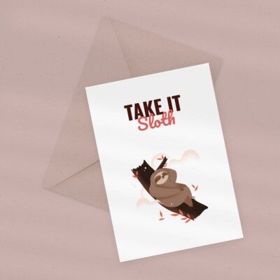 Tarjeta de felicitación ecológica — Take It Sloth
