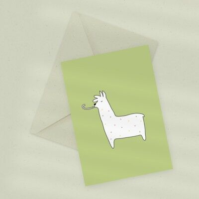 Öko-Grußkarte – Party-Lama