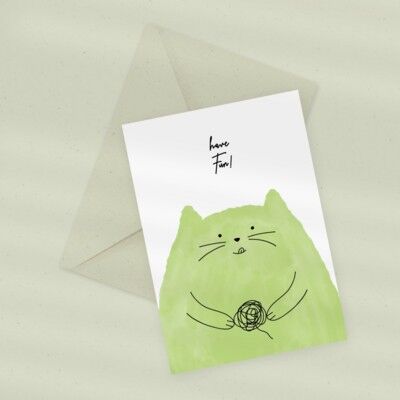 Carte de vœux écologique — chat drôle