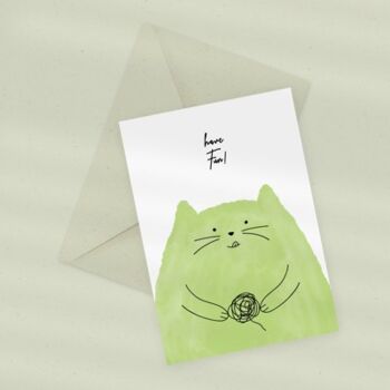 Carte de vœux écologique — chat drôle 1