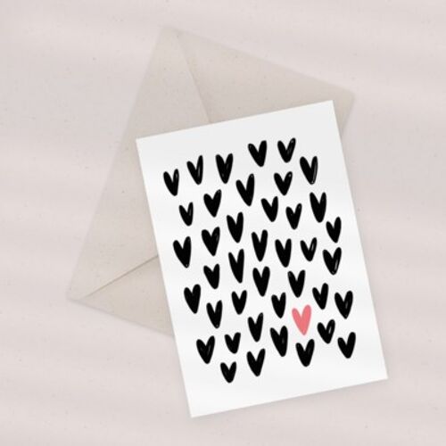 Eco Greeting Card — Black Hearts
