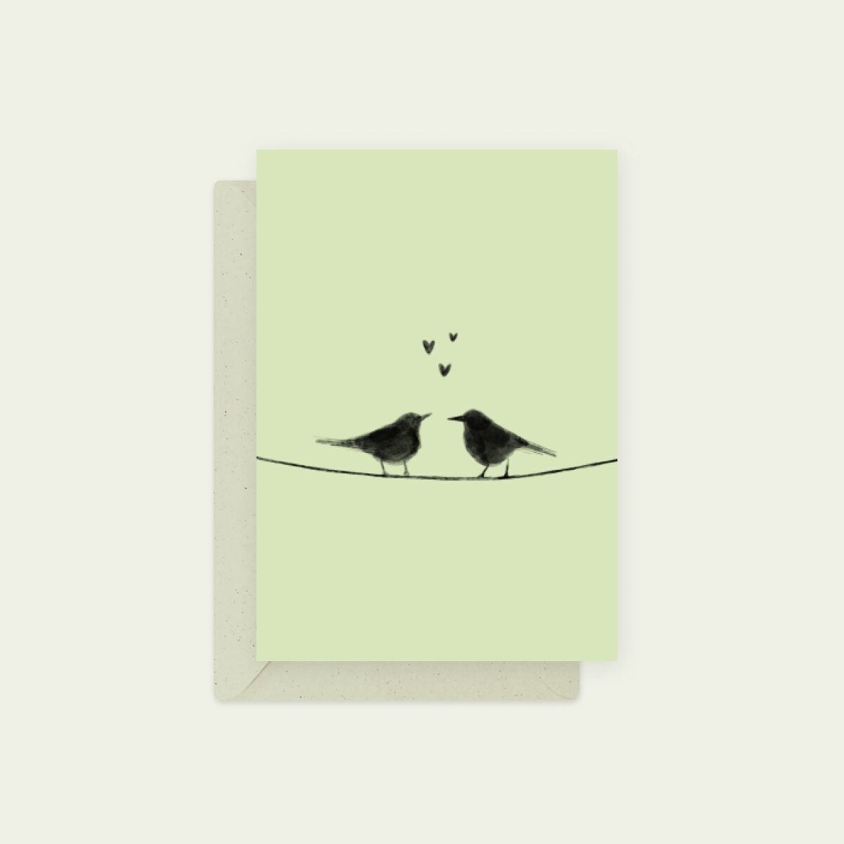 Carte de vœux écologique — Oiseaux amoureux