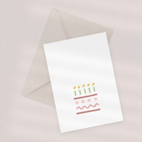 Eco Greeting Card — Minimal Birthday Cake