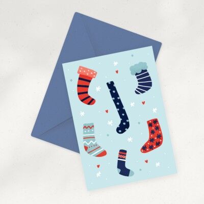 Carte de vœux écologique — Chaussettes de Noël