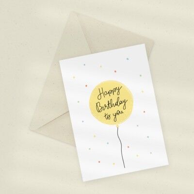 Eco Greeting Card — Yellow Balloon