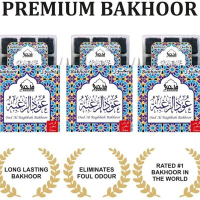 Oudh Al Raghbah Bakhoor – (3 Trays x 9 piece each)
