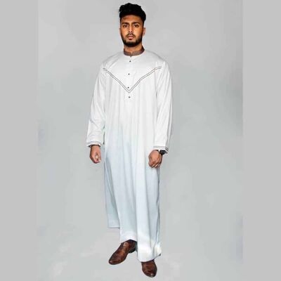 Boys Cream Emirati Collar Thobe - 26 INCHES | AGE 1 -2