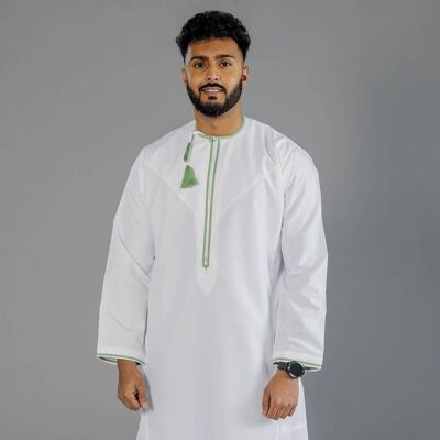 Off White | Green Omani Dishdasha
