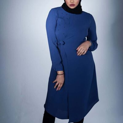 Persian Blue Pearl Detailed Midi Dress
