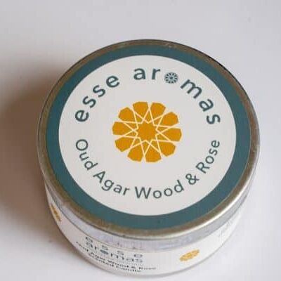 Oud agar wood & rose scented tin candle 120ml