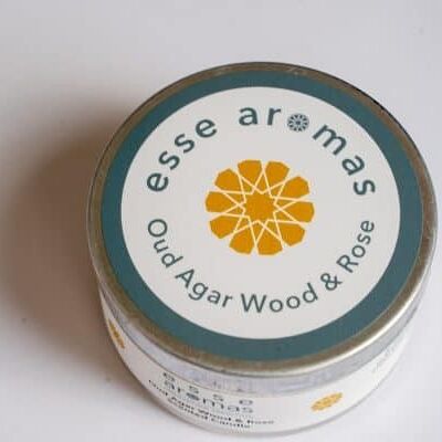 Oud agar wood & rose scented tin candle 120ml