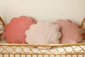Coussin Coquillage Velours "Rose Poudré" 6
