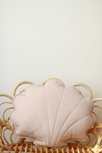 Coussin Coquillage Velours "Rose Poudré" 2
