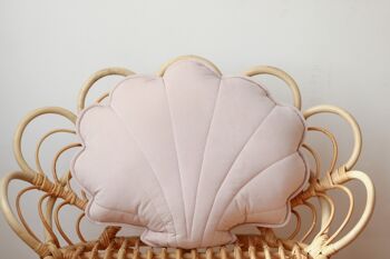 Coussin Coquillage Velours "Rose Poudré" 3