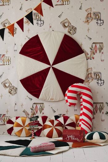 Tapis Patchwork Rond de Noël "Red Candy" 4