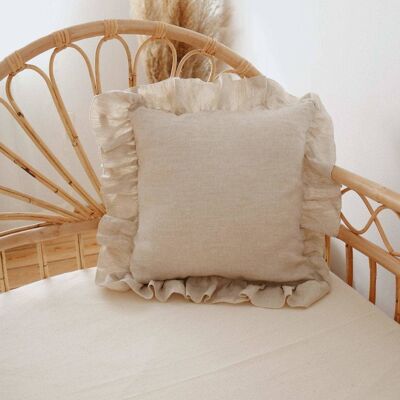“Sand Frill” Linen Pillow Cover with Frill