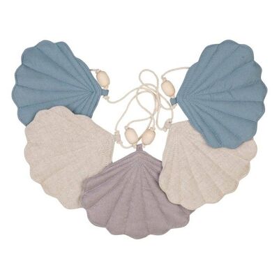 “Dirty Blue” Linen Garland with Shells