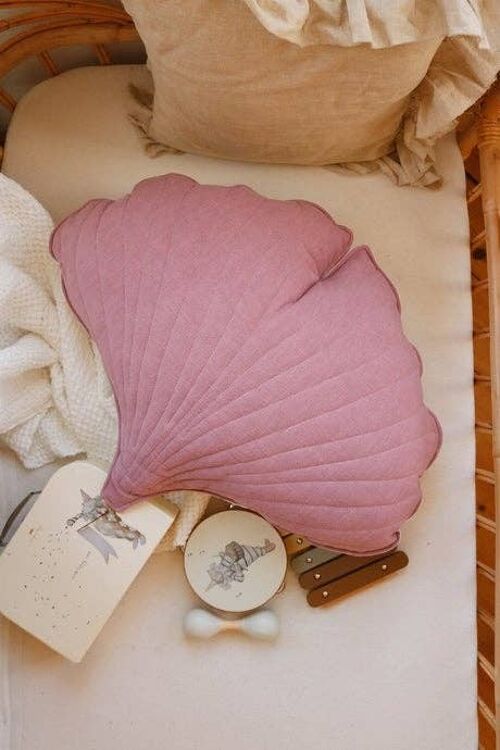 “Dirty Pink” Linen Ginkgo Leaf Pillow